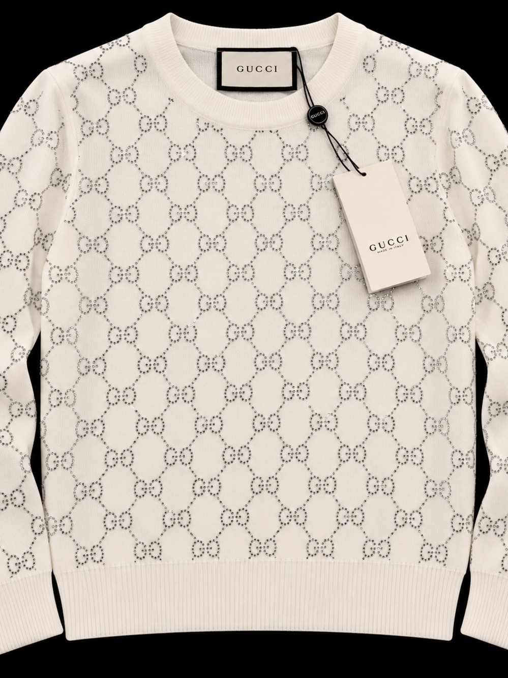 Gucci Cream Crewneck Sweater with Tonal GG Pattern